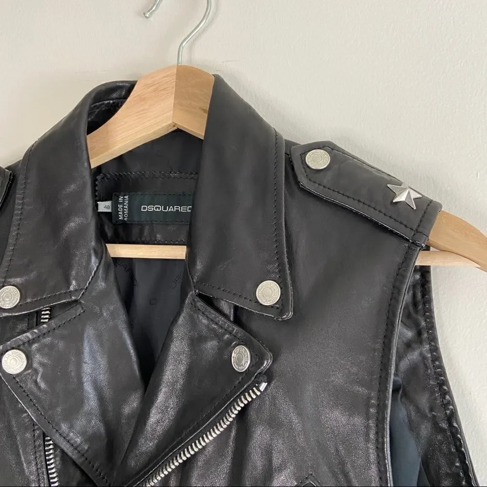 VINTAGE DSQUARED2 RARE BORN IN 1964 STUDDED LEATHER JACKET